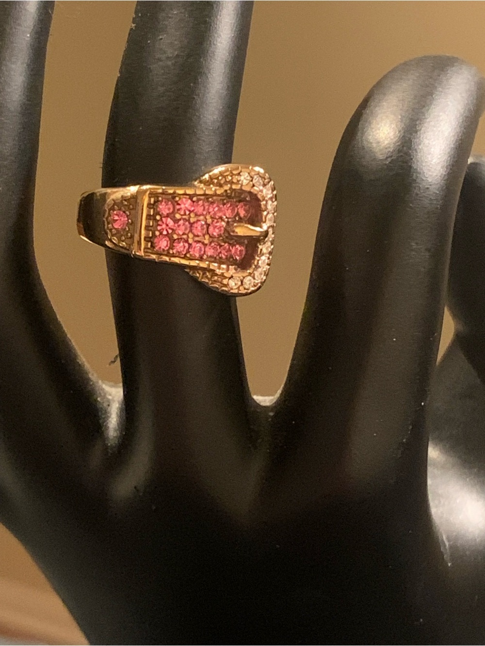 Pink Crystal Buckle Ring SZ6